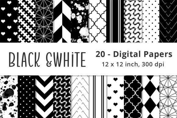 Download Black and White Pattern Digital Paper - Paper Collection