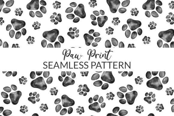 Download Black Paw Print Seamless Pattern Paper - Paper Collection