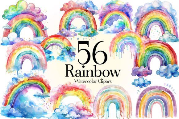 Download Watercolor Rainbow Clipart - Watercolor rainbow Collection