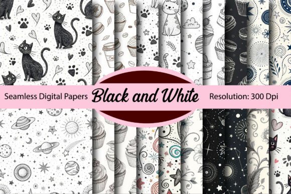 Download Black and White Seamless Digital Paper - Paper Collection