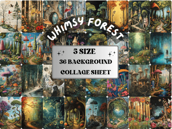 Download Whimsy Enchanted Forest Collage Paper - Paper Collection