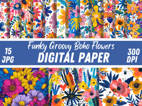 Download Funky Groovy Boho Flowers Paper Pattern - Paper Collection