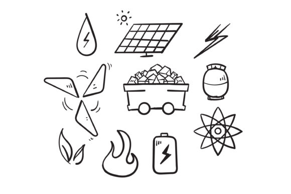 Download Doodle Simple Set of Energy Types - Simple Collection