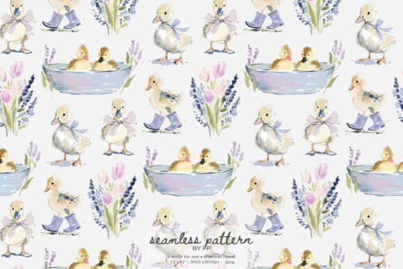 Download Adorable Baby Duck Seamless Pattern - Premium Resources
