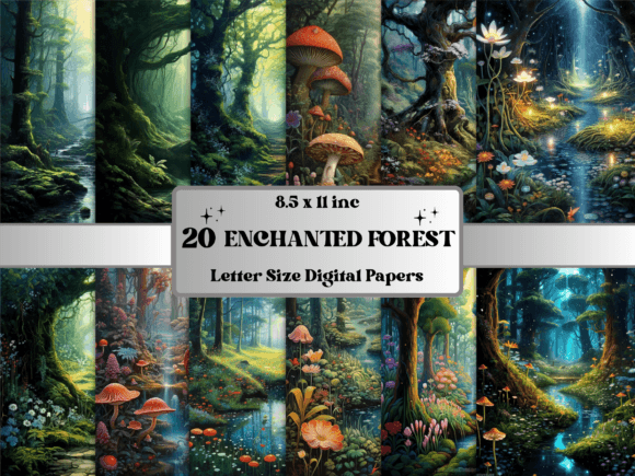 Download Fantasy Enchanted Forest Digital Paper - Paper Collection