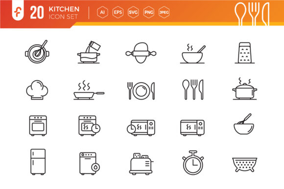 Download Simple Set of Kitchen Vector Icons - Simple Collection