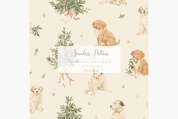 Download Cute Puppy Christmas Seamless Pattern PNG - Premium Resources